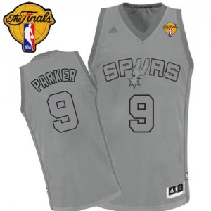 Maillot NBA Gris Tony Parker #9 San Antonio Spurs Big Color Fashion Finals Patch Swingman Homme Adidas