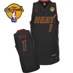 Maillot NBA Swingman Chris Bosh #1 Miami Heat Fashion Finals Patch Fibre de carbone noire - Homme