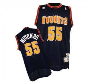 Maillot NBA Bleu marin Dikembe Mutombo #55 Denver Nuggets Throwback Authentic Homme Adidas