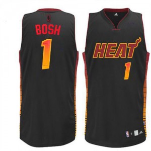 Maillot NBA Miami Heat #1 Chris Bosh Noir Adidas Authentic Vibe - Homme