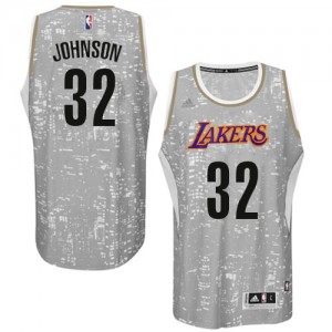 Los Angeles Lakers #32 Adidas City Light Gris Authentic Maillot d'équipe de NBA en vente en ligne - Magic Johnson pour Homme