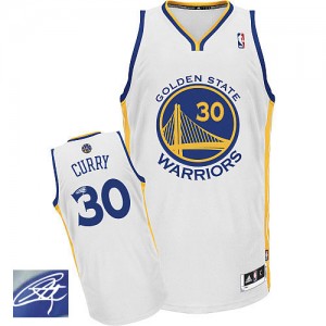 Maillot NBA Blanc Stephen Curry #30 Golden State Warriors Home Autographed Authentic Homme Adidas
