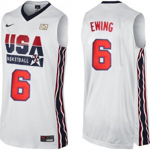 Maillot NBA Blanc Patrick Ewing #6 Team USA 2012 Olympic Retro Swingman Homme Nike
