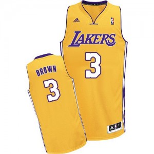 Los Angeles Lakers Anthony Brown #3 Home Swingman Maillot d'équipe de NBA - Or pour Homme