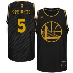 Maillot NBA Golden State Warriors #5 Marreese Speights Noir Adidas Authentic Precious Metals Fashion - Homme