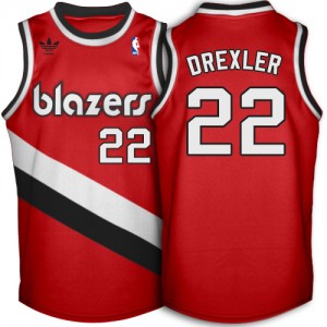 Maillot NBA Portland Trail Blazers #22 Clyde Drexler Red Soul Adidas Swingman Throwback - Homme