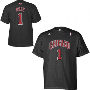 Tee-Shirt NBA Noir Derrick Rose #1 Chicago Bulls Game Time Homme Adidas