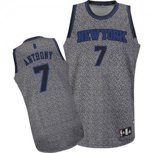 Maillot Adidas Gris Static Fashion Authentic New York Knicks - Carmelo Anthony #7 - Homme