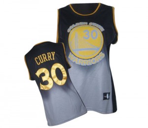 Maillot NBA Golden State Warriors #30 Stephen Curry Gris noir Adidas Authentic Fadeaway Fashion - Femme