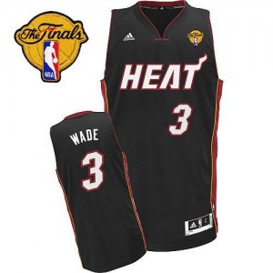 Miami Heat #3 Adidas Road Finals Patch Noir Swingman Maillot d'équipe de NBA Magasin d'usine - Dwyane Wade pour Homme