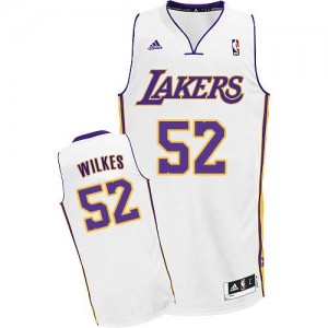 Maillot NBA Los Angeles Lakers #52 Jamaal Wilkes Blanc Adidas Swingman Alternate - Homme