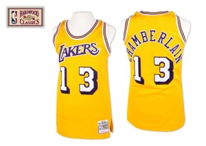 Los Angeles Lakers Mitchell and Ness Wilt Chamberlain #13 Throwback Swingman Maillot d'équipe de NBA - Or pour Homme