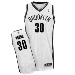 Maillot NBA Blanc Thaddeus Young #30 Brooklyn Nets Home Authentic Enfants Adidas