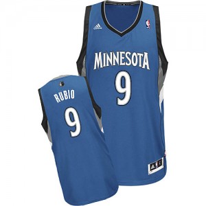 Maillot NBA Slate Blue Ricky Rubio #9 Minnesota Timberwolves Road Swingman Enfants Adidas