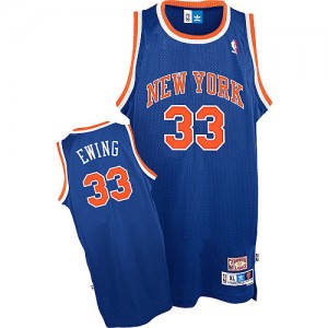 Maillot Adidas Bleu royal Throwback Authentic New York Knicks - Patrick Ewing #33 - Homme