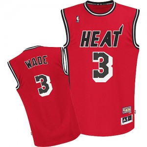 Maillot NBA Rouge Dwyane Wade #3 Miami Heat Hardwood Classics Nights Authentic Homme Adidas