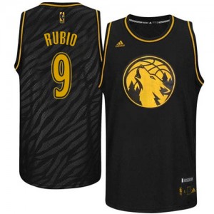 Maillot NBA Minnesota Timberwolves #9 Ricky Rubio Noir Adidas Swingman Precious Metals Fashion - Homme