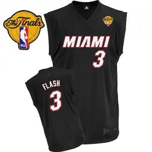 Miami Heat Dwyane Wade #3 Flash Fashion Finals Patch Authentic Maillot d'équipe de NBA - Noir pour Homme
