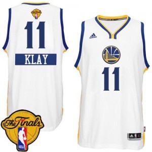 Maillot NBA Golden State Warriors #11 Klay Thompson Blanc Adidas Swingman 2014-15 Christmas Day 2015 The Finals Patch - Homme