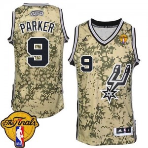 Maillot NBA San Antonio Spurs #9 Tony Parker Camo Adidas Authentic Finals Patch - Homme