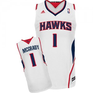 Maillot NBA Atlanta Hawks #1 Tracy Mcgrady Blanc Adidas Swingman Home - Homme