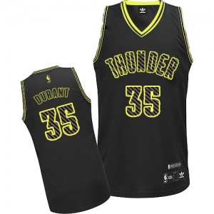 Maillot NBA Oklahoma City Thunder #35 Kevin Durant Noir Adidas Authentic Electricity Fashion - Homme