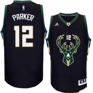 Maillot NBA Milwaukee Bucks #12 Jabari Parker Noir Adidas Authentic Alternate - Homme