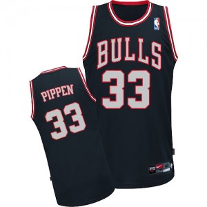 Chicago Bulls Scottie Pippen #33 Authentic Maillot d'équipe de NBA - Noir / Blanc pour Homme