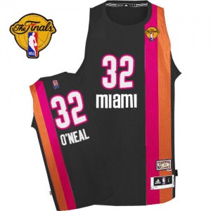 Maillot Authentic Miami Heat NBA ABA Hardwood Classic Finals Patch Noir - #32 Shaquille O'Neal - Homme