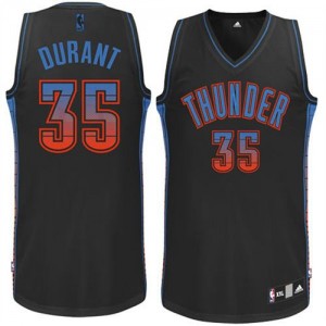 Maillot NBA Oklahoma City Thunder #35 Kevin Durant Noir Adidas Authentic Vibe - Homme