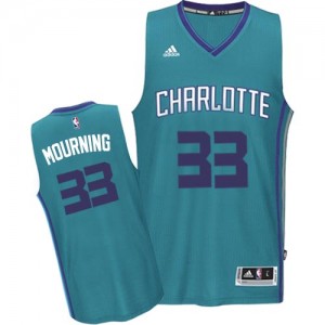 Maillot NBA Authentic Alonzo Mourning #33 Charlotte Hornets Road Bleu clair - Homme