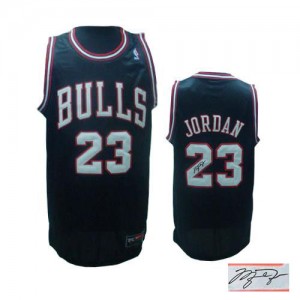 Maillot NBA Noir Michael Jordan #23 Chicago Bulls Alternate Autographed Authentic Homme Adidas