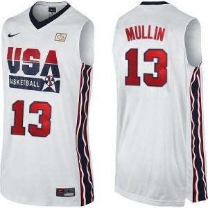 Team USA Nike Chris Mullin #13 2012 Olympic Retro Authentic Maillot d'équipe de NBA - Blanc pour Homme