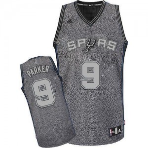 San Antonio Spurs #9 Adidas Static Fashion Gris Swingman Maillot d'équipe de NBA Discount - Tony Parker pour Homme