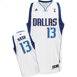 Maillot NBA Blanc Steve Nash #13 Dallas Mavericks Home Swingman Homme Adidas