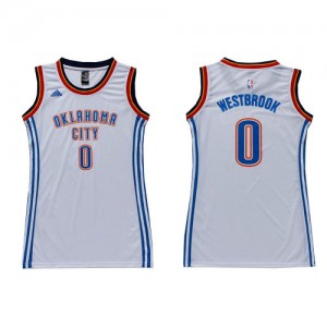Maillot NBA Oklahoma City Thunder #0 Russell Westbrook Blanc Adidas Swingman Dress - Femme