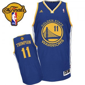 Maillot NBA Golden State Warriors #11 Klay Thompson Bleu royal Adidas Swingman Road 2015 The Finals Patch - Homme
