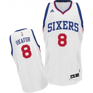 Maillot NBA Philadelphia 76ers #8 Jahlil Okafor Blanc Adidas Swingman Home - Homme