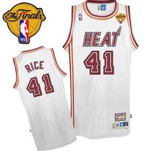 Maillot Authentic Miami Heat NBA Throwback Finals Patch Blanc - #41 Glen Rice - Homme