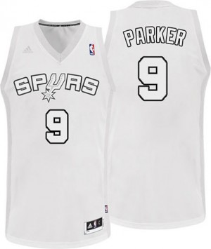 Maillot NBA Blanc Tony Parker #9 San Antonio Spurs Winter On-Court Swingman Homme Adidas