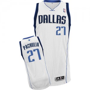 Maillot NBA Dallas Mavericks #27 Zaza Pachulia Blanc Adidas Authentic Home - Homme