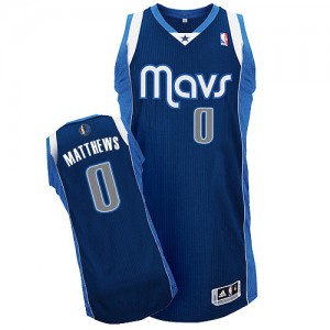 Maillot NBA Dallas Mavericks #0 Wesley Matthews Bleu marin Adidas Authentic Alternate - Enfants