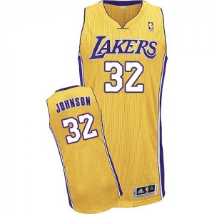 Los Angeles Lakers #32 Adidas Home Or Authentic Maillot d'équipe de NBA sortie magasin - Magic Johnson pour Homme