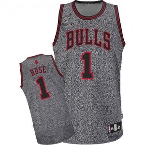 Maillot Authentic Chicago Bulls NBA Static Fashion Gris - #1 Derrick Rose - Homme