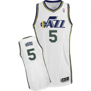 Maillot NBA Utah Jazz #5 Rodney Hood Blanc Adidas Authentic Home - Homme