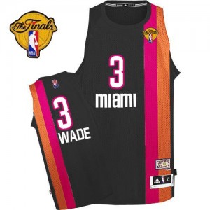 Maillot NBA Noir Dwyane Wade #3 Miami Heat ABA Hardwood Classic Finals Patch Authentic Homme Adidas