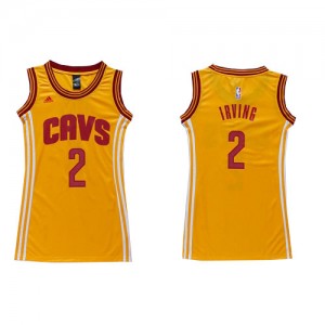 Cleveland Cavaliers Kyrie Irving #2 Dress Authentic Maillot d'équipe de NBA - Or pour Femme