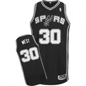 Maillot NBA San Antonio Spurs #30 David West Noir Adidas Authentic Road - Homme