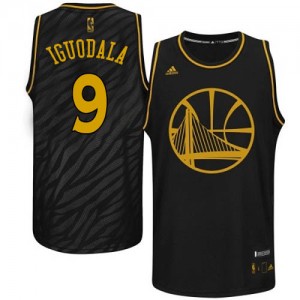 Maillot NBA Golden State Warriors #9 Andre Iguodala Noir Adidas Authentic Precious Metals Fashion - Homme