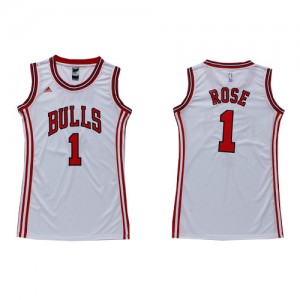 Chicago Bulls Derrick Rose #1 Dress Authentic Maillot d'équipe de NBA - Blanc pour Femme